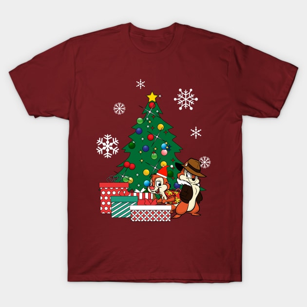 Chip N Dale Around The Christmas Tree T-Shirt by Nova5